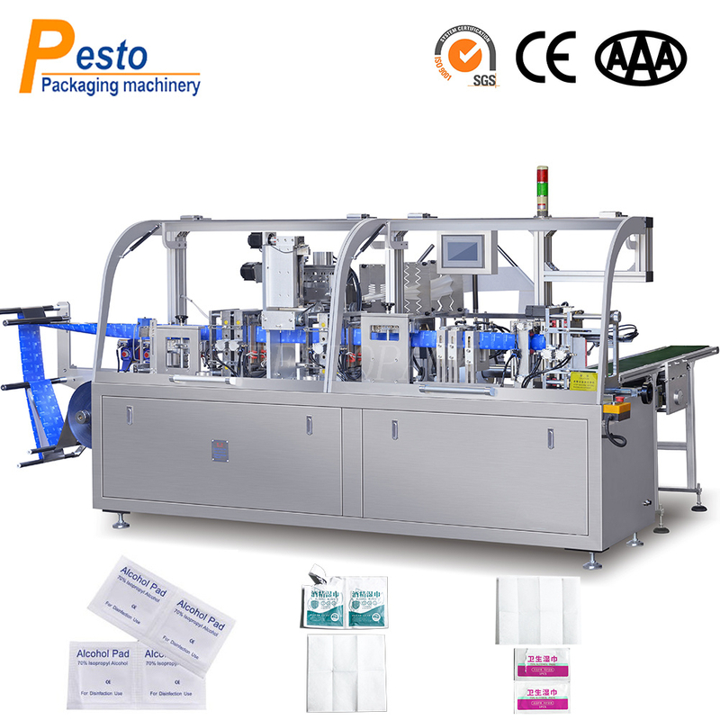 Empaquetadora de sellado de toallitas húmedas de cuatro lados 100bpm