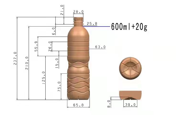 Máquina llenadora de agua embotellada-diseño de botellas y etiquetas.